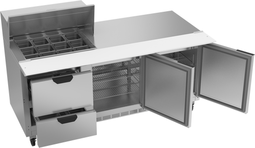 SPED72HC-12M-2 | 72" Sandwich Prep Table Two Drawers Two Doors Mega Top