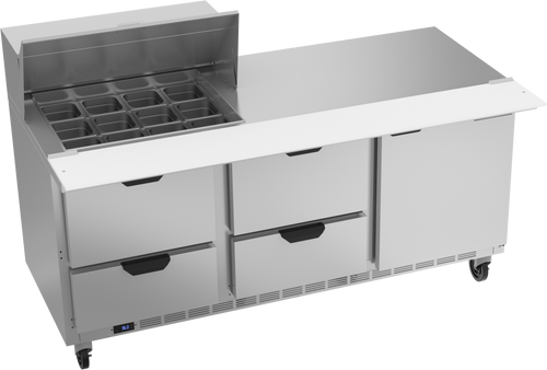 SPED72HC-12M-4 | 72" Sandwich Prep Table Four Drawers One Door Mega Top