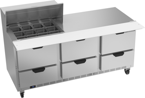 SPED72HC-12M-6 | 72" Sandwich Prep Table Six Drawers Mega Top