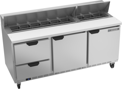 SPED72HC-18-2 | 72" Sandwich Prep Table Two Drawers Two Doors Standard Top
