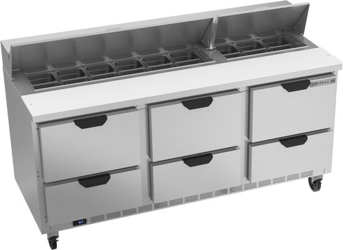 SPED72HC-18-6 | 72" Sandwich Prep Table Six Drawers Standard Top