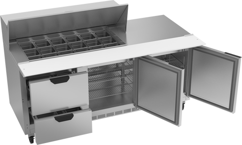 SPED72HC-18M-2 | 72" Sandwich Prep Table Two Drawers Two Doors Mega Top