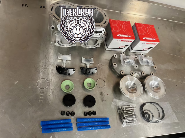 964CC TOP END KIT.  COMES COMPLETE WITH 964CC CYLINDER W/ NIKASIL COATING,COMPLETE POWERVAVLE ASSEMBLY, INCONEL 718 ENGINE STUDS AND 12 POINT FLANGE NUTS, PREMIUM WISECO PISTONS, 1 CAST HEAD SHELL WITH WATER FITTINGS, 2 DOMES (PUMP OR RACE) O RING KITS AND HARDWARE FOR ENTIRE TOP END