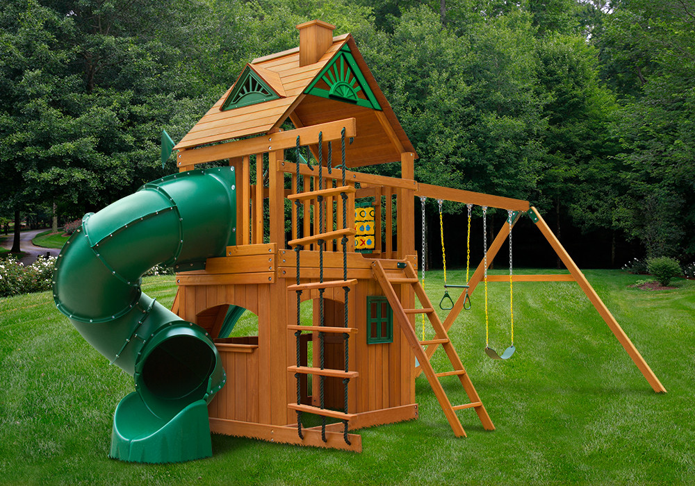 swing set with tube slide