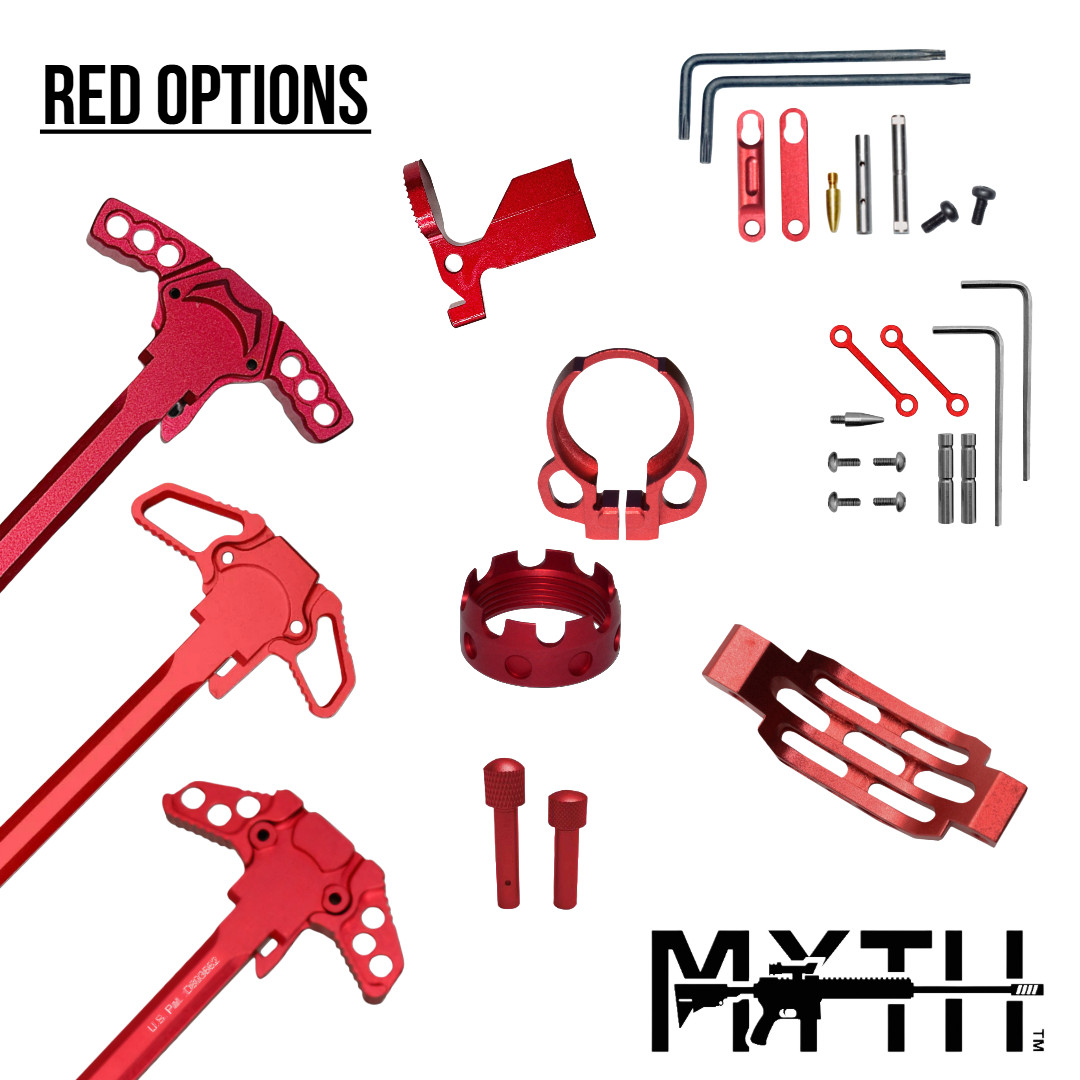 Enhanced Red Anodized AR15 AR22 AR9 Upper & Lower Parts Kit