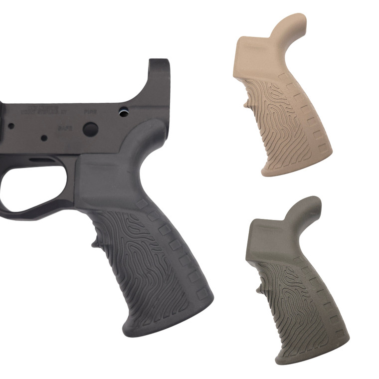 AR Pistol Grip - Rubberized Fingerprint Design With Beaver Tail GRP-RUBFGR