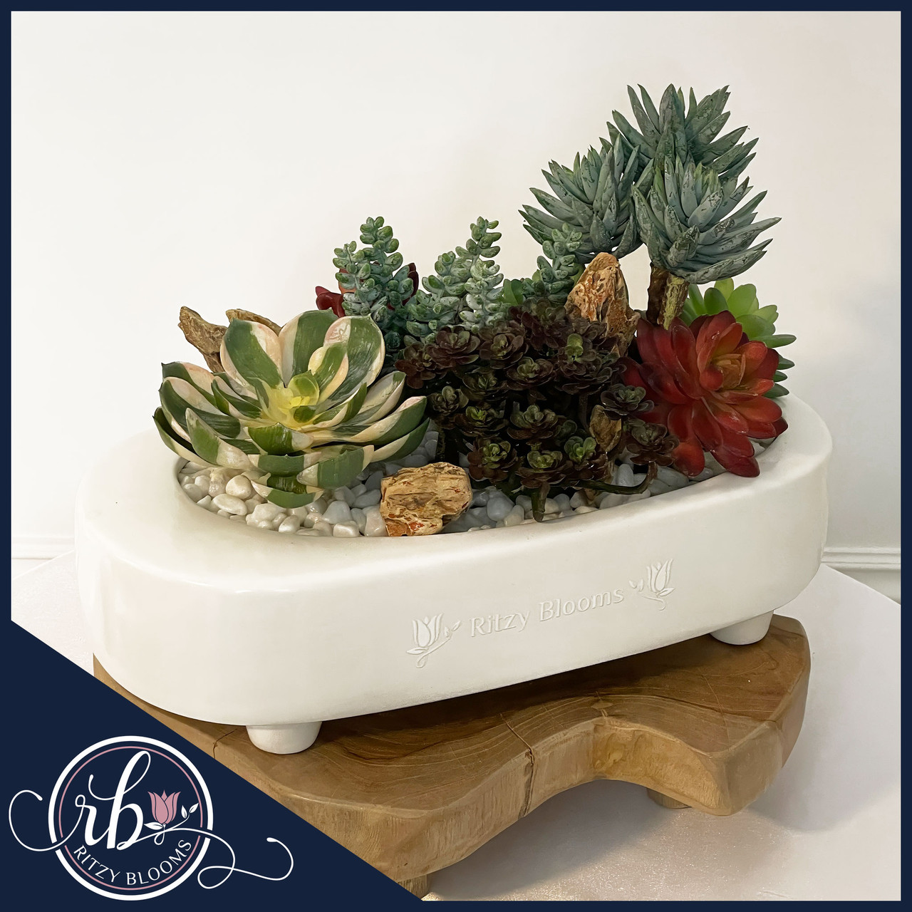 Everlasting Oasis  Realistic Artificial Succulent Arrangement