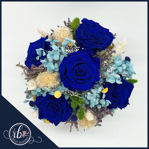 Royal Blue Charm – Elegant Preserved Floral Arrangement