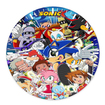 Sonic X Wall Clock Round Wooden Non-ticking