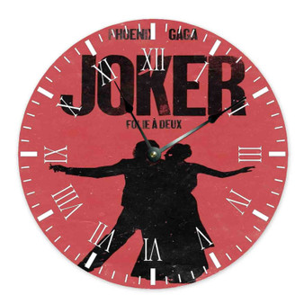 Joker Folie a Deux Wall Clock Round Wooden Non-ticking