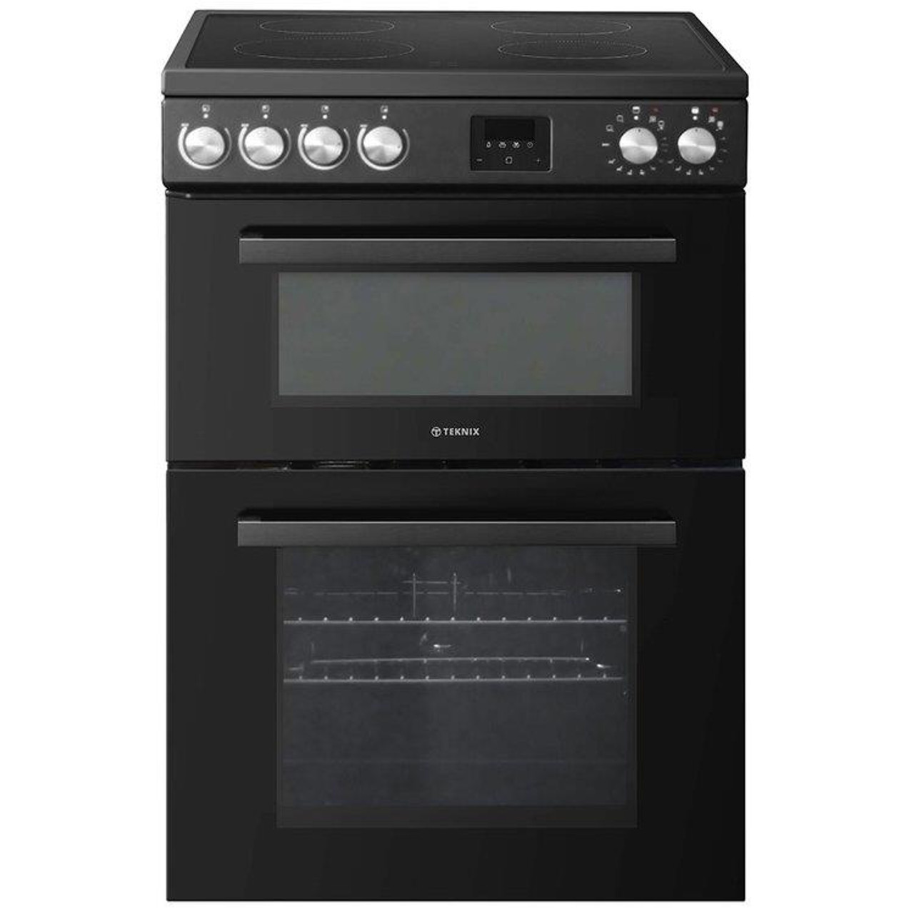 Teknix TKED64B 60cm Ceramic Twin Cavity Electric Cooker - Black