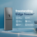 Fridgemaster MC55251DES 55cm Freestanding 256 Litre 50/50 Frost Free Fridge Freezer with Non-Plumbed Water Dispenser - Silver
