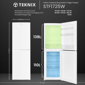 Teknix STF1725W 55cm 50/50 Static Fridge Freezer - White