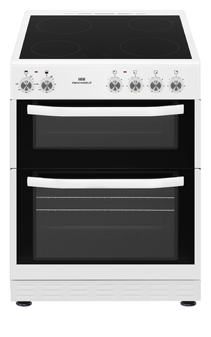 New World NWMID63CW 60cm Twin Cavity Electric Cooker - White