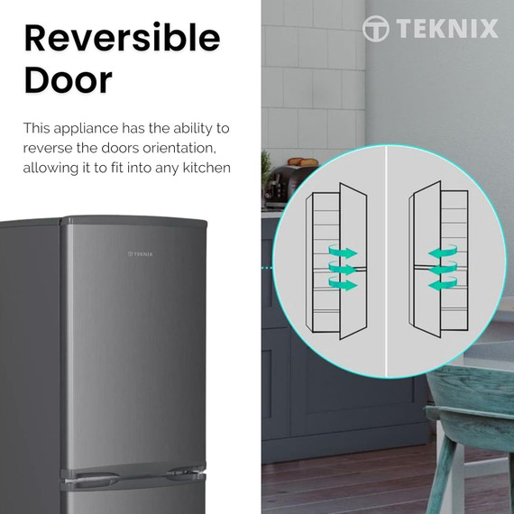 Teknix STF1448S 142L Static Fridge Freezer - Inox