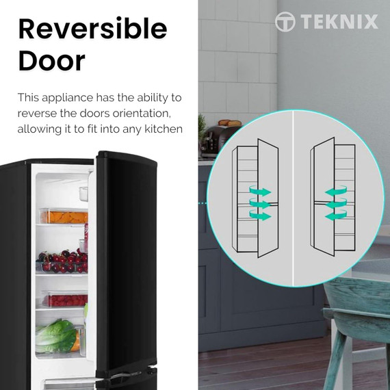 Teknix STF1448B 142L Static Fridge Freezer - Black