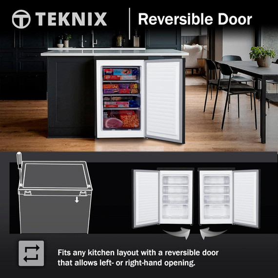 Teknix UC55F5S 55cm Wide 91L Under Counter Freezer - Silver