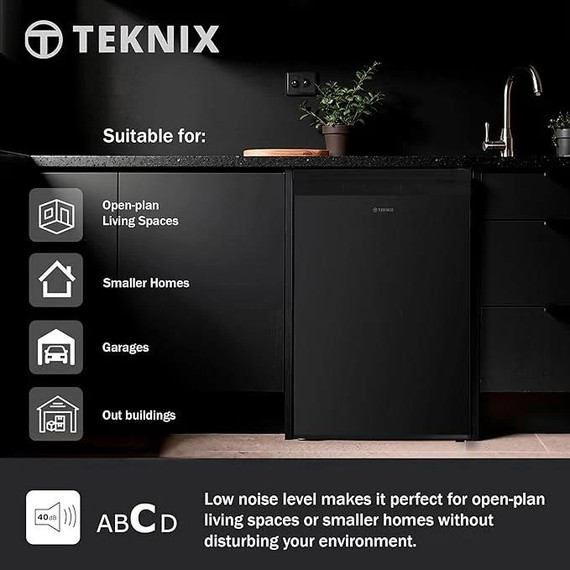 Teknix UC55F5B 55cm Wide 91L Under Counter Freezer - Black