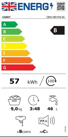 Candy CBW49D1W4-80 9kg 1400 Spin Integrated Washing Machine - White
