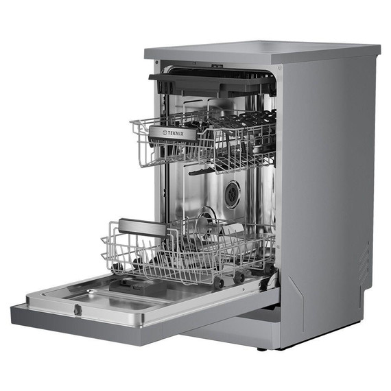 Teknix TX3FD458S Freestanding Slimline Dishwasher - Silver