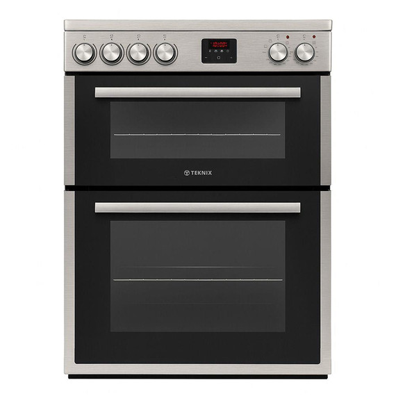 Teknix TKED64X 60cm Ceramic Twin Cavity Electric Cooker - Stainless Steel