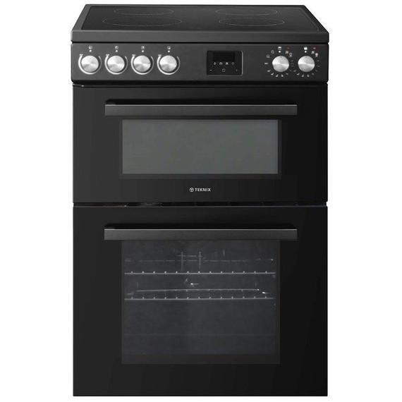 Teknix TKED64B/2 60cm Ceramic Twin Cavity Electric Cooker - Black