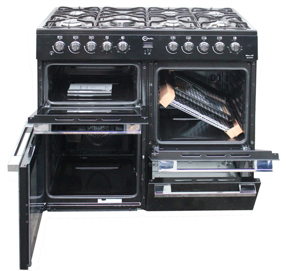 Flavel MLN10FR Dual Fuel Range Cooker 100cm Black Gas Hob Electric Oven