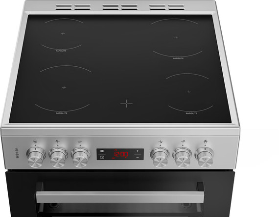 Beko EDC634S Freestanding 60cm Double Oven Electric Cooker with Ceramic Hob - Silver
