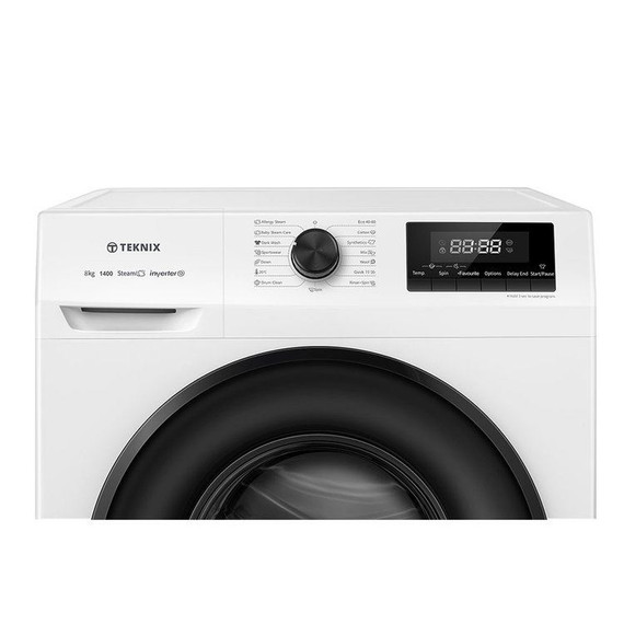 Teknix TKW8142HW 8 kg Washing Machine 1400 Spin LED display White A Rated