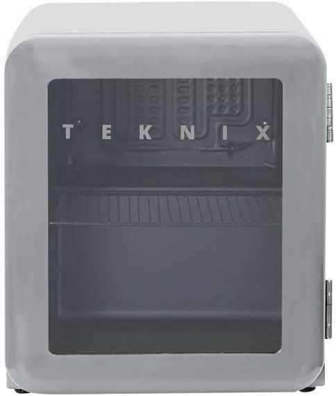 Teknix T46RGS Retro Style Glass Door Table Top Fridge - Silver