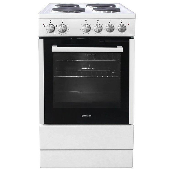 Teknix TKES54W 50cm Solid Plate Single Cavity Electic Cooker - White