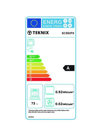 Teknix SCS63PX 60cm Built In Single Oven, 10 Function Pyrolytic Oven Programmable Timer - Stainless Steel