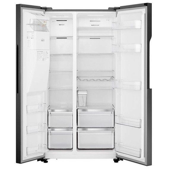 Teknix THSBS1791INBIX American 2 Door Side by Side Fridge Freezer - Black Stainless