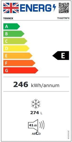 Teknix TH60TNFX 274L Freestanding Upright Single Door Freezer, No Frost - Inox