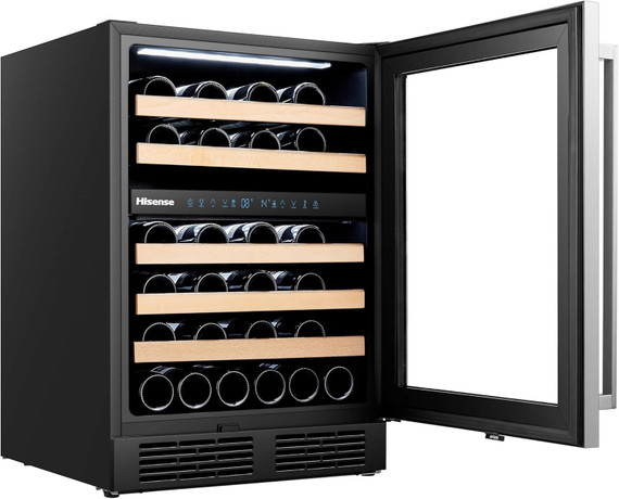 Hisense RW17W4NWG0 145 Litre 46 Bottles Dual Zone Freestanding Undercounter Wine Fridge Cabinet