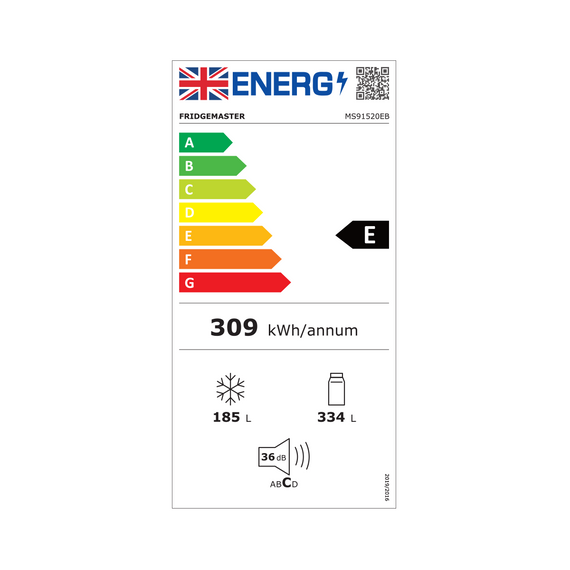 Fridgemaster MS91520EB Total No Frost American Fridge Freezer - Black