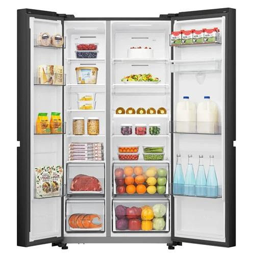 Hisense RS840N4WFE Non-Plumbed American Style Fridge Freezer - Black Steel