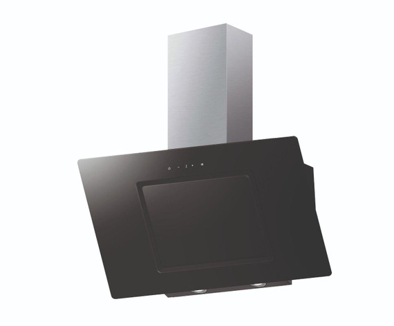 Culina ANG90BKS 90cm Angled Glass Chimney Hood - Black
