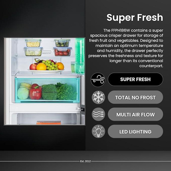 Teknix FFPH186W 207L Total No Frost Fridge Freezer - White