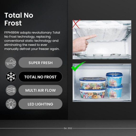 Teknix FFPH186W 207L Total No Frost Fridge Freezer - White