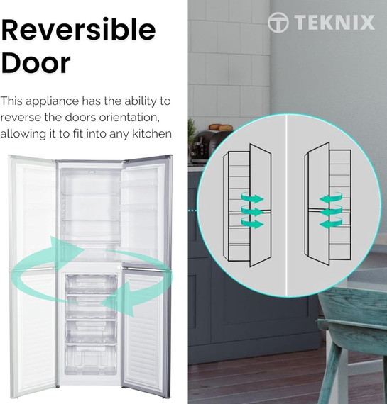 Teknix STF1725X 55cm 50/50 Static Fridge Freezer - Inox