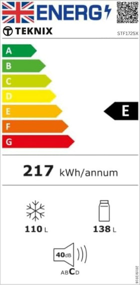 Teknix STF1725X 55cm 50/50 Static Fridge Freezer - Inox