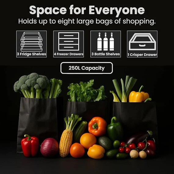 Teknix STF1725B 55cm 50/50 Static Fridge Freezer - Black