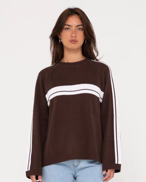 WHITE LINES LONG SLEEVE CREW NECK KNIT