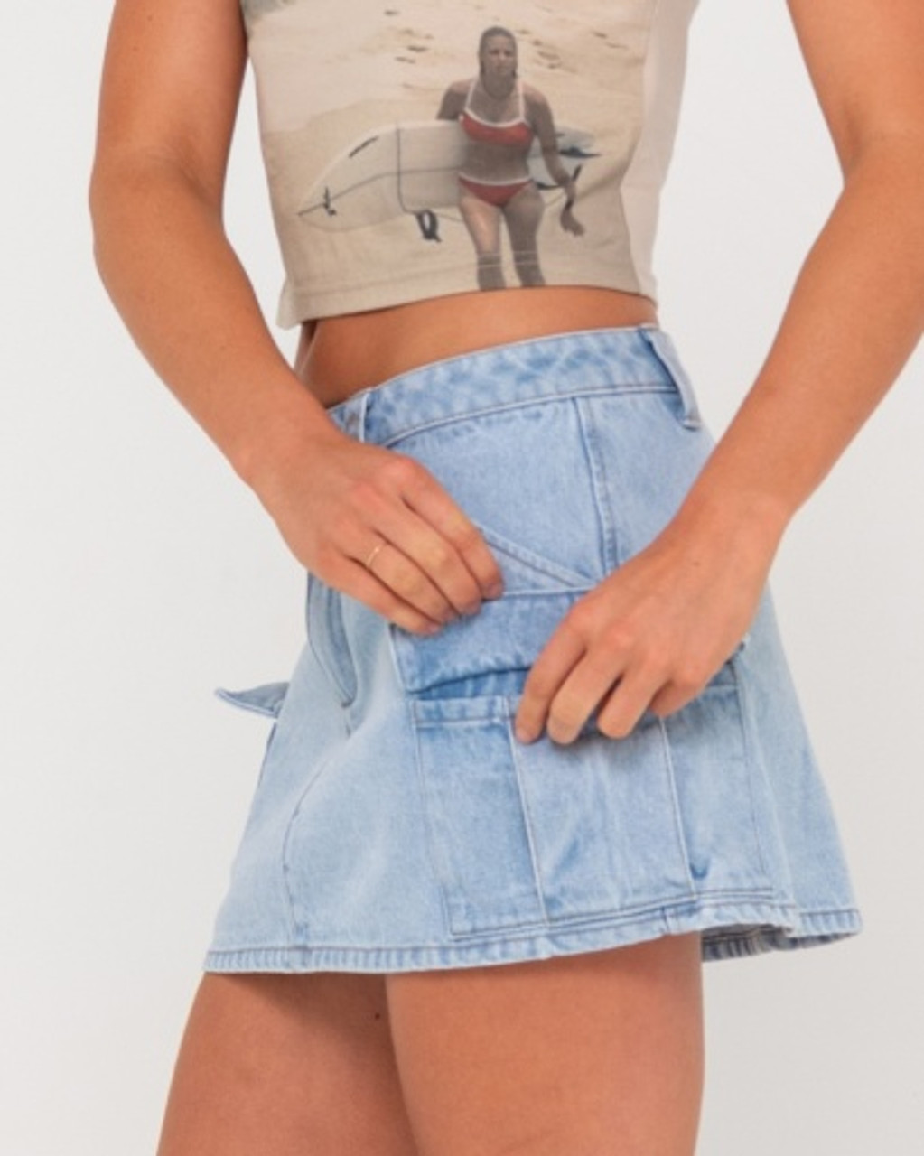 MILLY LOW RISE DENIM CARGO MINI SKIRT - DIAMONDBLUE SURF SHOP