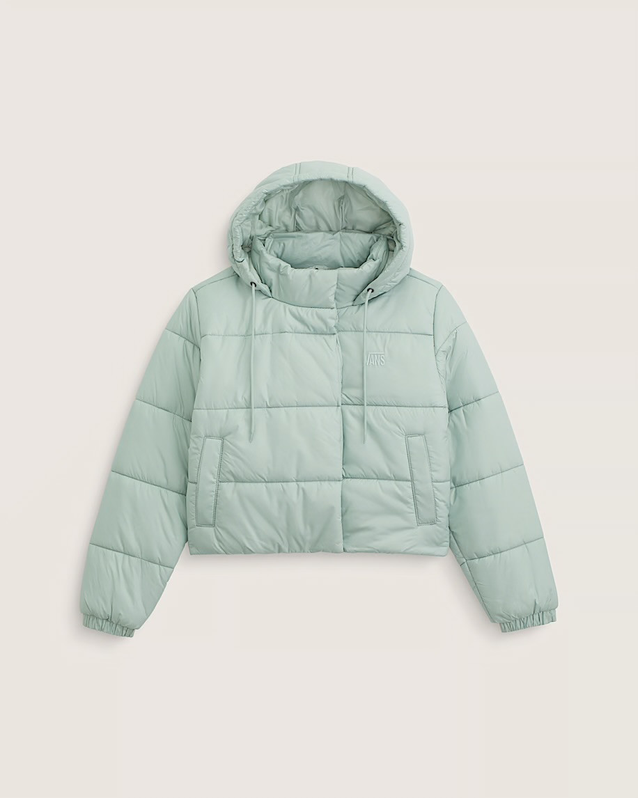 Hillgate Cropped Puffer Gray Olive - DIAMONDBLUE SURF SHOP