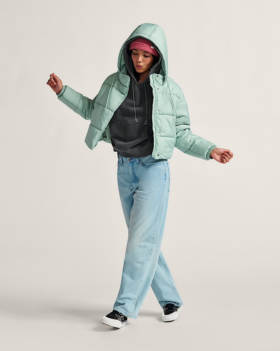 Hillgate Cropped Puffer Gray Olive - DIAMONDBLUE SURF SHOP