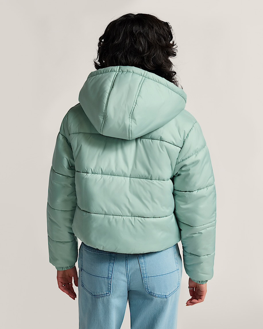 Hillgate Cropped Puffer Gray Olive - DIAMONDBLUE SURF SHOP
