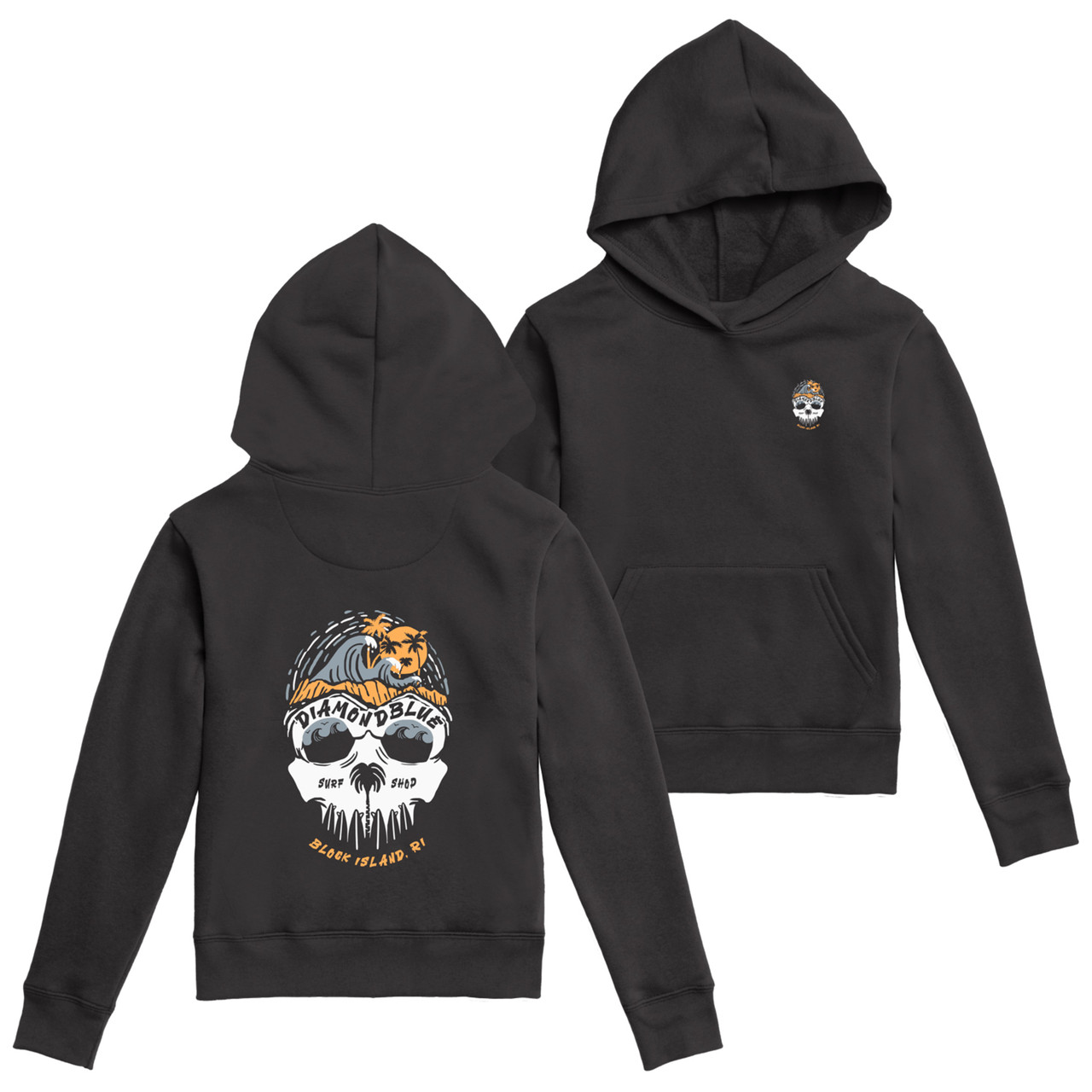 db youth skull hoodie black - DIAMONDBLUE SURF SHOP
