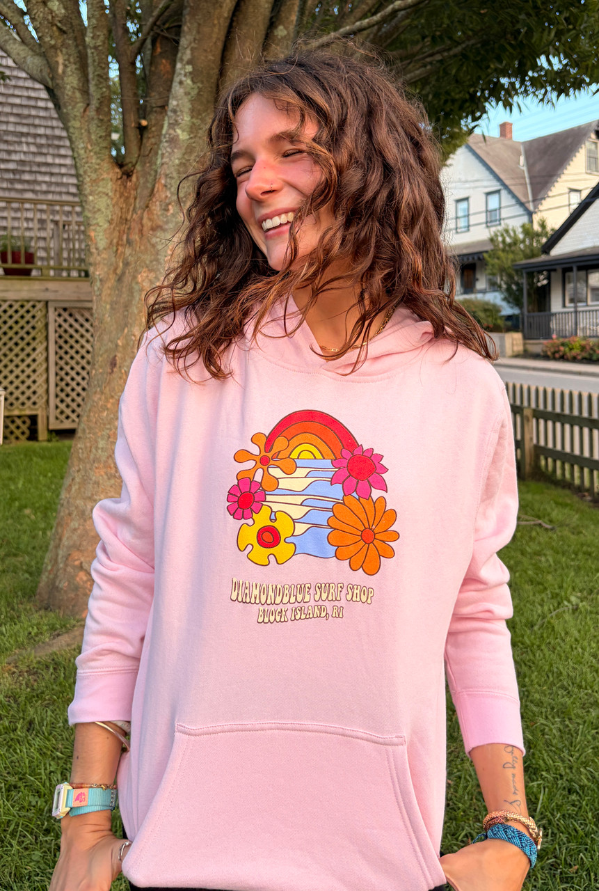 DB Flower Wave Hoodie-Pink - DIAMONDBLUE SURF SHOP